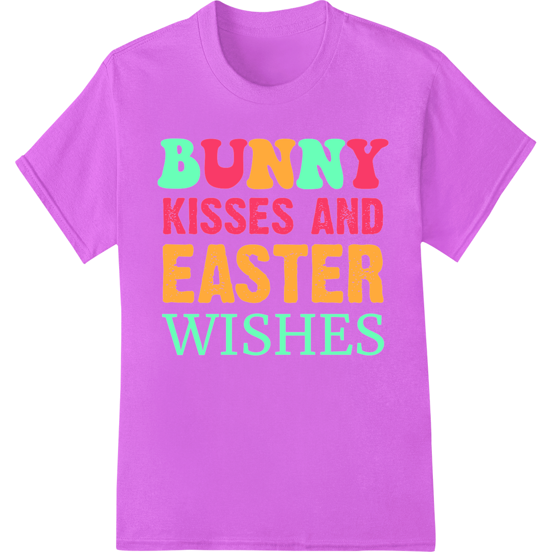 Adorable Easter Wishes DTF Print | Bunny Kisses T-Shirt on purple shirt - SUPERDTF-DTF Prints-DTF Transfers-Custom DTF Prints