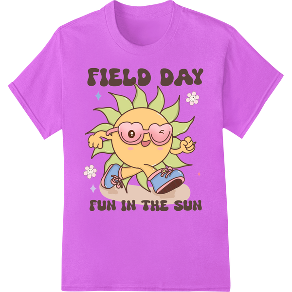 Retro Sun Teacher Tee Design DTF Print Heat Transfer on purple shirt - SUPERDTF-DTF Prints-DTF Transfers-Custom DTF Prints