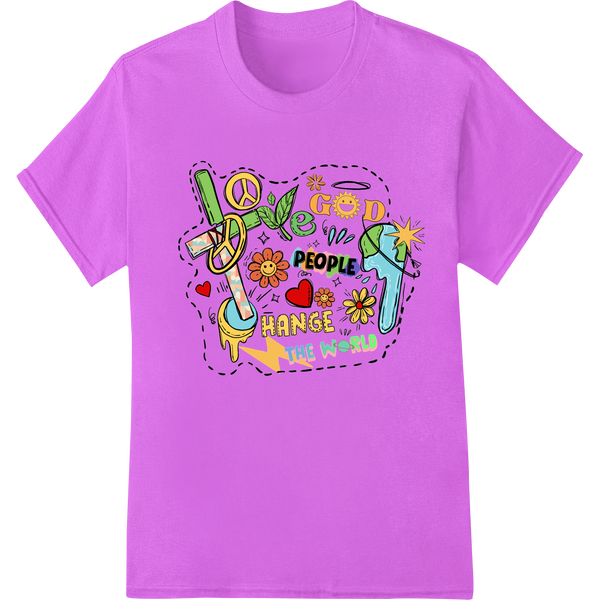 Uplifting Doodle Art DTF Print Heat Transfer | Positive Vibes on purple shirt - SUPERDTF-DTF Prints-DTF Transfers-Custom DTF Prints