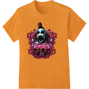 Spine-Chilling Zombie Face Halloween Heat Transfer with custom personalized clothing artwork