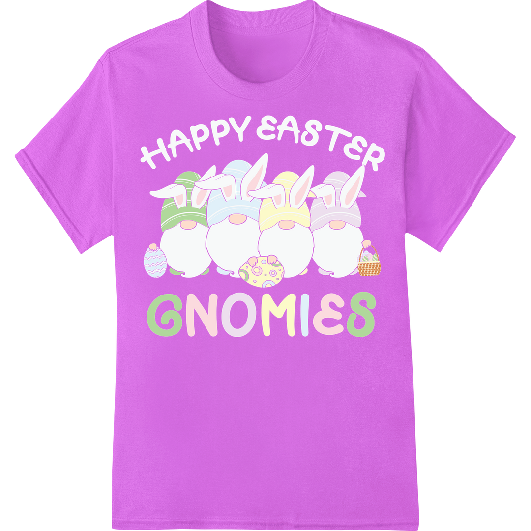 Enchanting Easter Gnome DTF Heat Transfer Print | Pastel Magic on purple shirt - SUPERDTF-DTF Prints-DTF Transfers-Custom DTF Prints