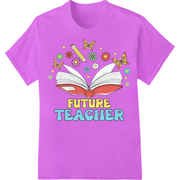 Retro Future Teacher | Vibrant DTF Print Heat Transfer on purple shirt - SUPERDTF-DTF Prints-DTF Transfers-Custom DTF Prints