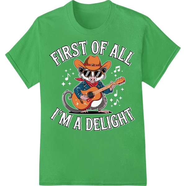 Adorable Raccoon Musician DTF Print Heat Transfer on green shirt - SUPERDTF-DTF Prints-DTF Transfers-Custom DTF Prints