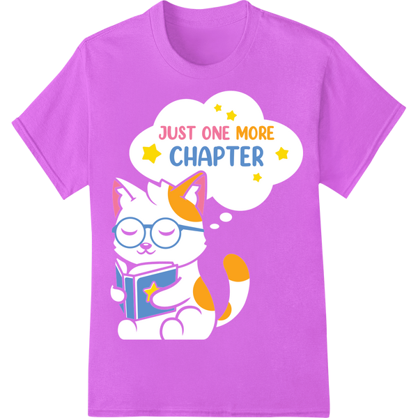 Adorable Cat Bookworm DTF Print | Just One More Chapter on purple shirt - SUPERDTF-DTF Prints-DTF Transfers-Custom DTF Prints