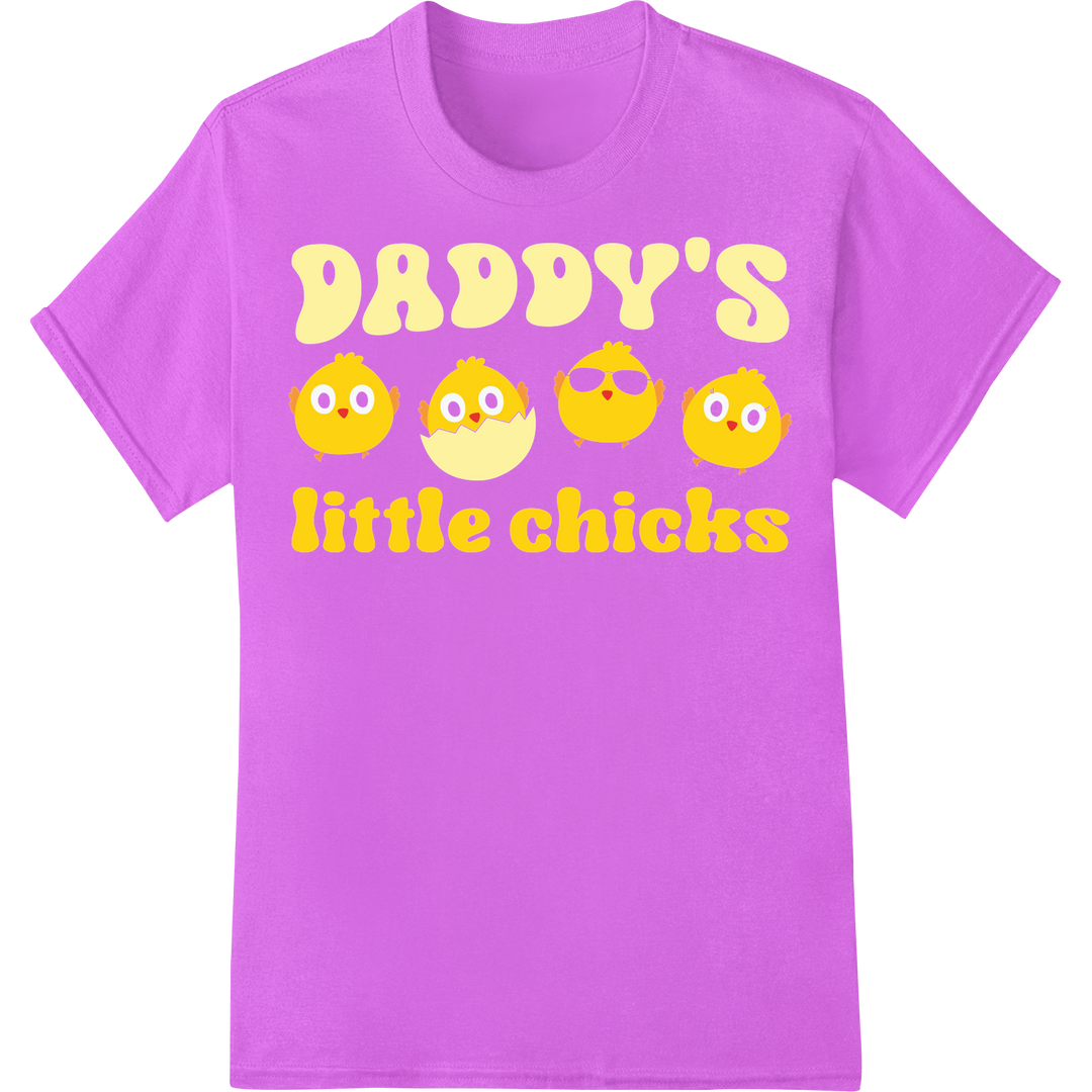 Adorable 'Daddy's Little Chicks' Easter DTF Print Transfer on purple shirt - SUPERDTF-DTF Prints-DTF Transfers-Custom DTF Prints