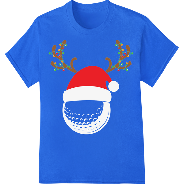 Festive Santa Hat Antlers DTF Print Heat Transfer on blue shirt - SUPERDTF-DTF Prints-DTF Transfers-Custom DTF Prints