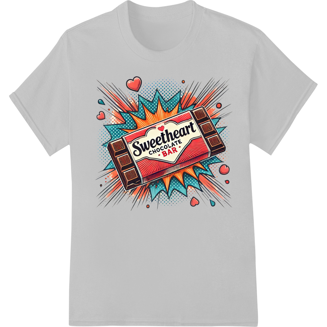 Vibrant Pop-Art Valentine's Chocolate Bar DTF Heat Transfer on white shirt - SUPERDTF-DTF Prints-DTF Transfers-Custom DTF Prints