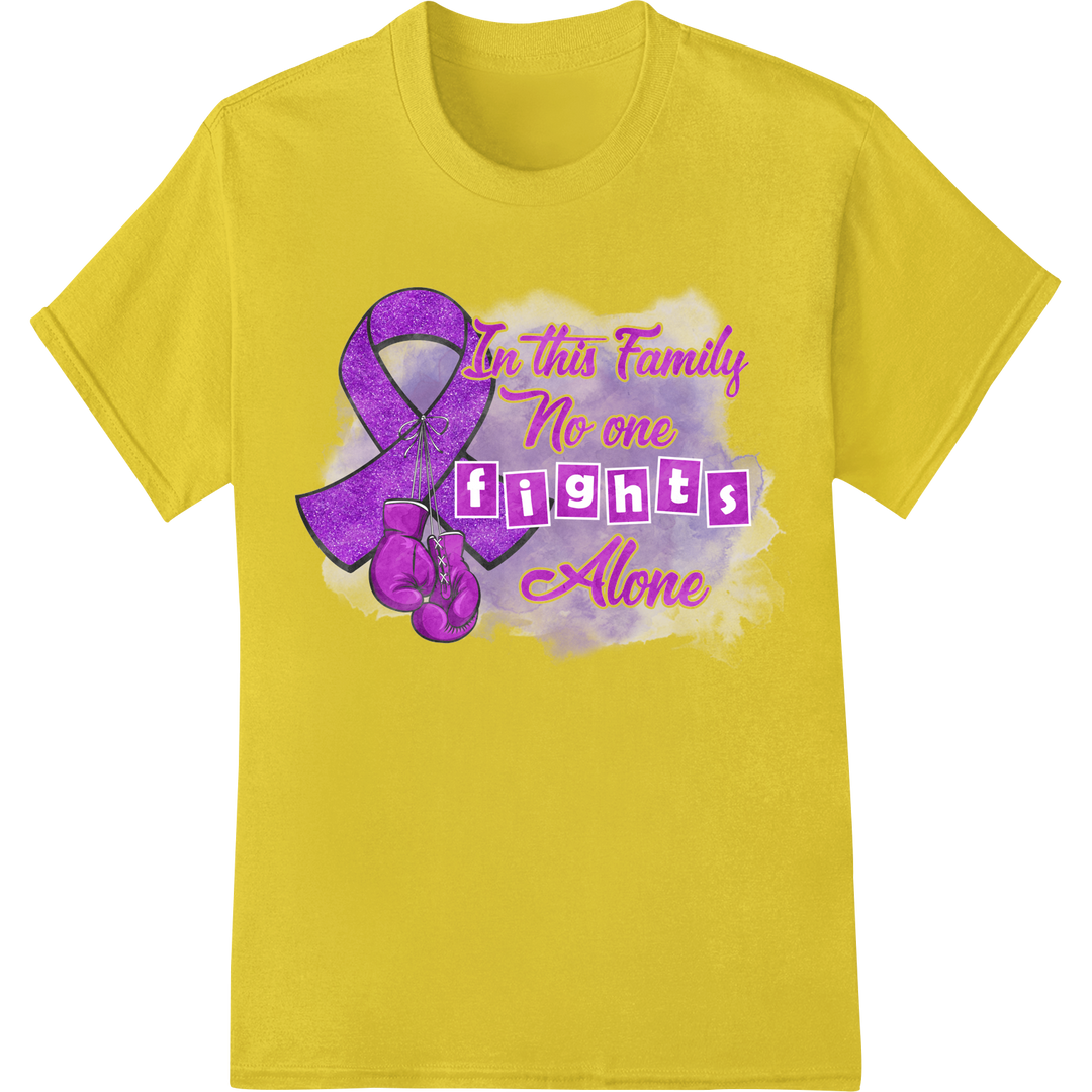 Alzheimer's Awareness Ribbon: Family Unity Against Disease on yellow shirt - SUPERDTF-DTF Prints-DTF Transfers-Custom DTF Prints