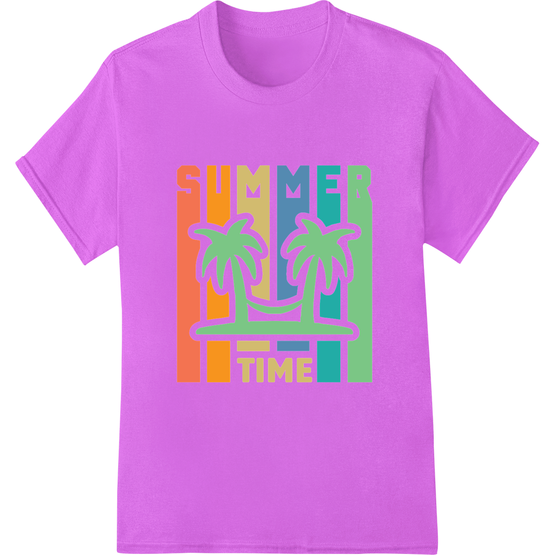 Retro 'Summer Time' DTF Print Heat Transfer | Super DTF on purple shirt - SUPERDTF-DTF Prints-DTF Transfers-Custom DTF Prints