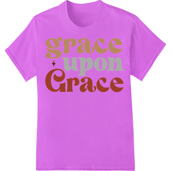 Grace Upon Grace: Elegant Thanksgiving Typography Print on purple shirt - SUPERDTF-DTF Prints-DTF Transfers-Custom DTF Prints