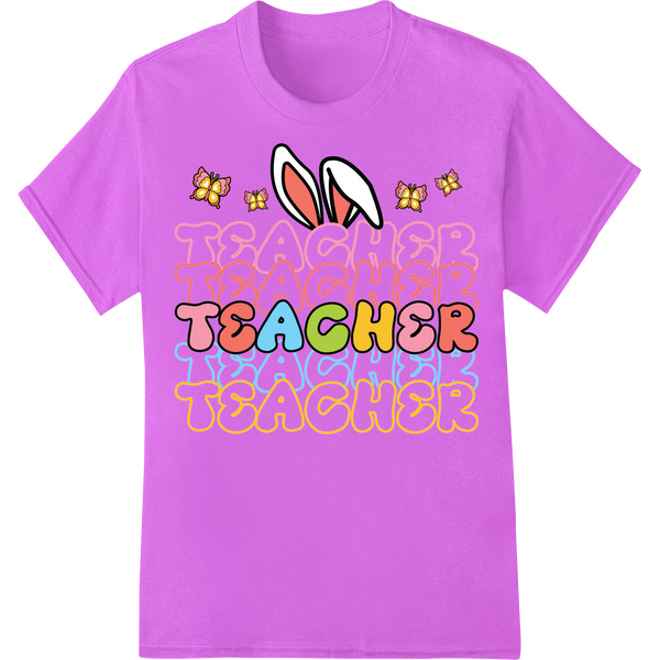 Adorable Easter Teacher DTF Print Heat Transfer | Super DTF on purple shirt - SUPERDTF-DTF Prints-DTF Transfers-Custom DTF Prints