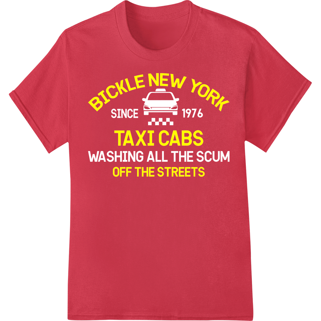 Iconic NYC Taxi Cab DTF Print: Edgy, Bold Streetwear Style on red shirt - SUPERDTF-DTF Prints-DTF Transfers-Custom DTF Prints