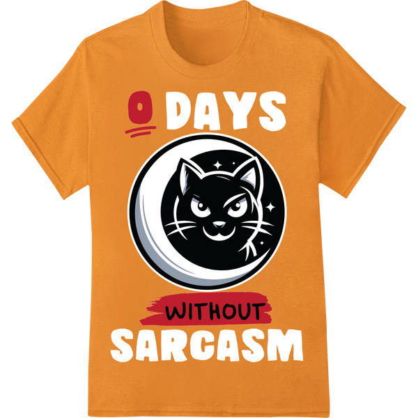 Witchy Black Cat WITHOUT Crescent Moon Halloween DTF Print on orange shirt - SUPERDTF-DTF Prints-DTF Transfers-Custom DTF Prints