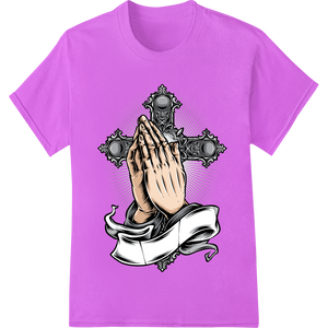 Custom customized apparel design - Praying Hands Baroque Cross Vector Illustration Design