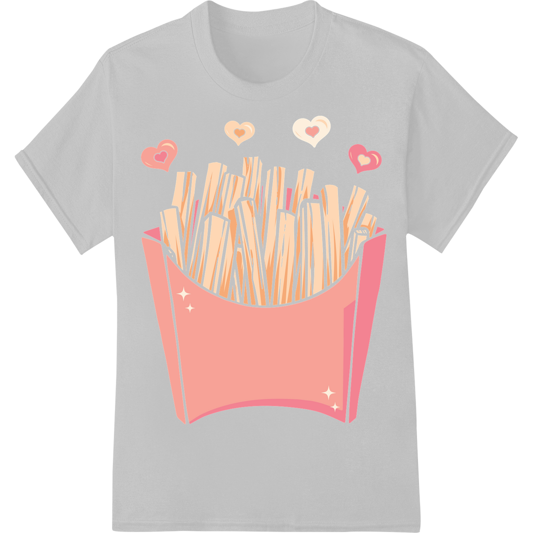 Adorable French Fries Valentine's Day DTF Print Transfer on white shirt - SUPERDTF-DTF Prints-DTF Transfers-Custom DTF Prints