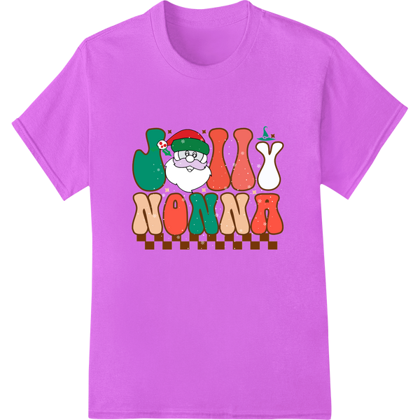 Whimsical Santa 'NONNA' Christmas DTF Print Heat Transfer on purple shirt - SUPERDTF-DTF Prints-DTF Transfers-Custom DTF Prints