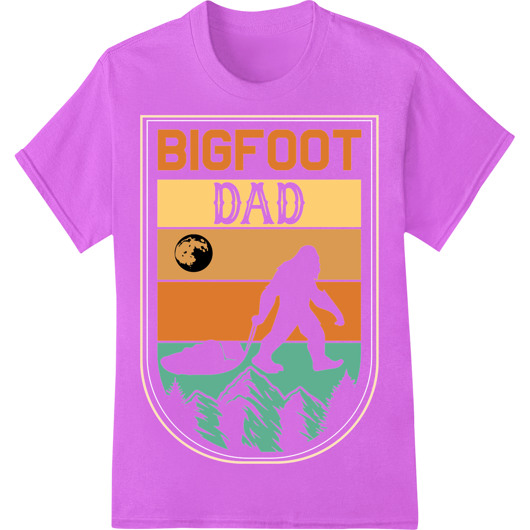 Bigfoot Dad Heat Transfer - Sasquatch Father's Day Print on purple shirt - SUPERDTF-DTF Prints-DTF Transfers-Custom DTF Prints