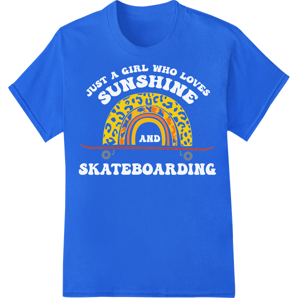 Vibrant Retro Skateboarding Rainbow Stars DTF Print on blue shirt - SUPERDTF-DTF Prints-DTF Transfers-Custom DTF Prints