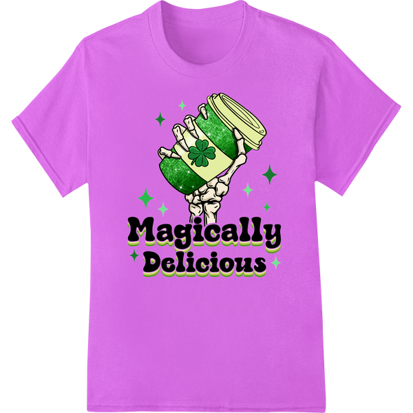 Skeleton Hand Clover: Magically Delicious St. Patrick's Day DTF Print on purple shirt - SUPERDTF-DTF Prints-DTF Transfers-Custom DTF Prints