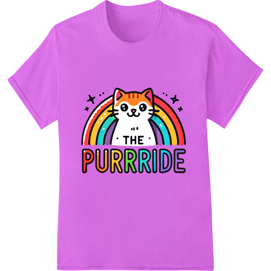 The Purrride: LGBT Cat Pride DTF Heat Transfer Print on purple shirt - SUPERDTF-DTF Prints-DTF Transfers-Custom DTF Prints