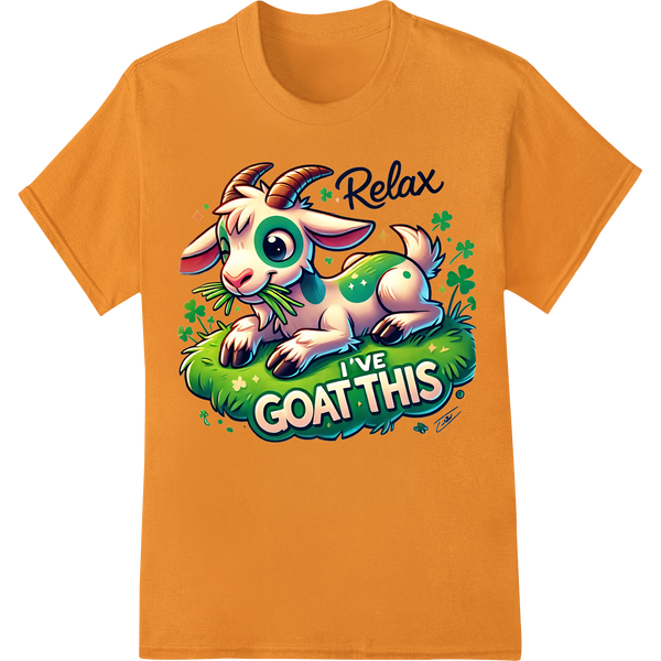 Adorable Goat Print Heat Transfer: 'I've Goat This' Humor on orange shirt - SUPERDTF-DTF Prints-DTF Transfers-Custom DTF Prints