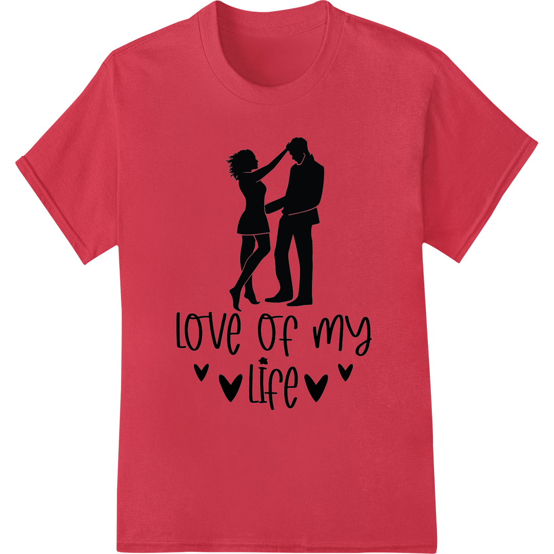 Embrace Your Love: Romantic Couple Silhouette DTF Print on red shirt - SUPERDTF-DTF Prints-DTF Transfers-Custom DTF Prints