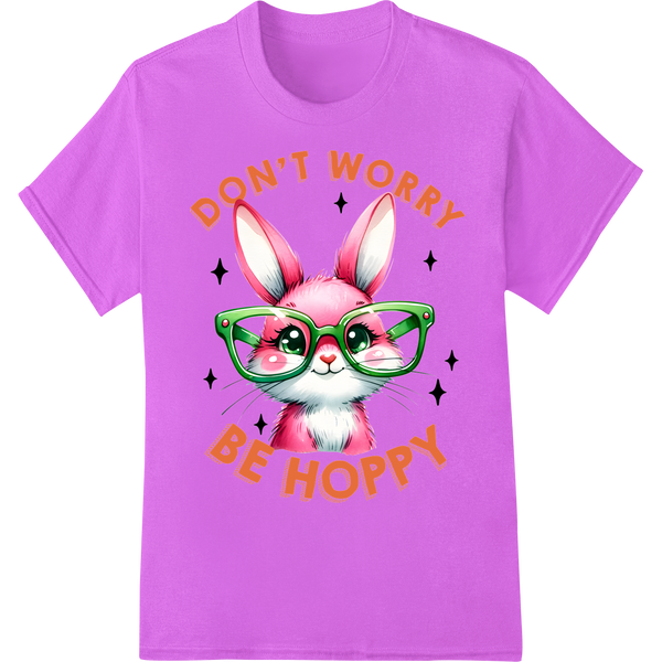 Hoppy Easter Bunny Glasses DTF Print Heat Transfer on purple shirt - SUPERDTF-DTF Prints-DTF Transfers-Custom DTF Prints