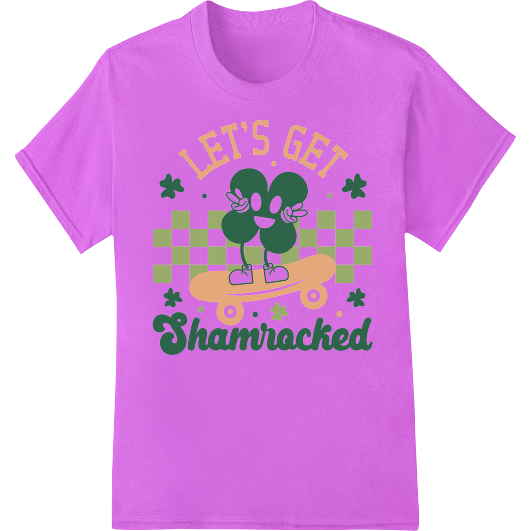 Let's Get Shamrocked: Festive St. Patrick's Day DTF Print on purple shirt - SUPERDTF-DTF Prints-DTF Transfers-Custom DTF Prints