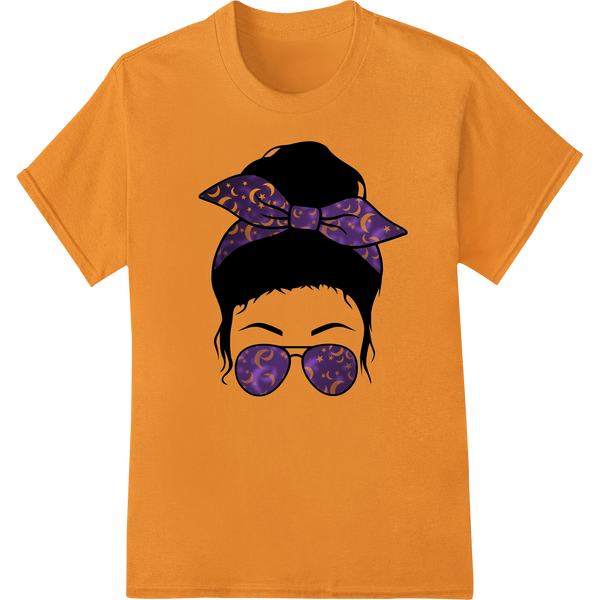 Cutting-edge innovative apparel printing featured on Spooky Chic: Halloween Bandana Babe DTF Print