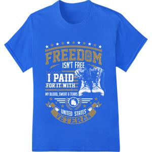 Cutting-edge customized apparel featured on Honor Their Service: Bold Patriotic Freedom Veteran Design