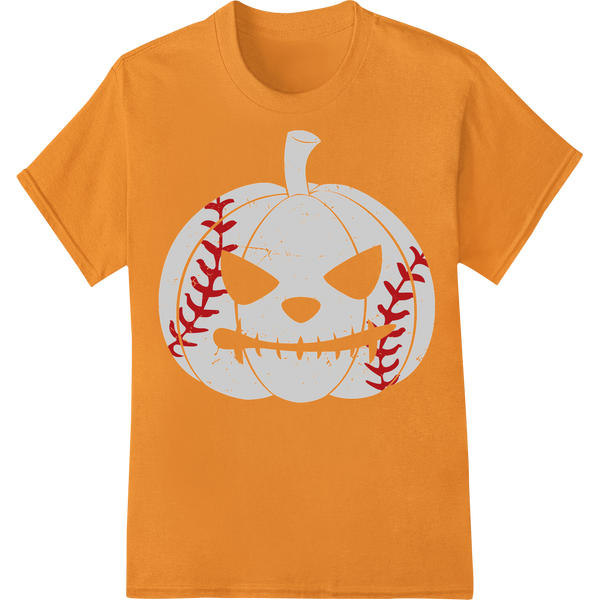 Spooky Baseball Jack-o'-Lantern DTF Print Heat Transfer on orange shirt - SUPERDTF-DTF Prints-DTF Transfers-Custom DTF Prints