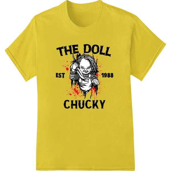 DTF print design featuring Chucky the Killer Doll from the horror movie franchise, with a menacing and terrifying look.