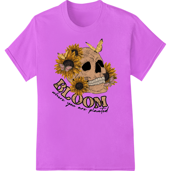 Personalized garment printing design for Bloom Eternal: Skull and Sunflower DTF Print Heat Transfer