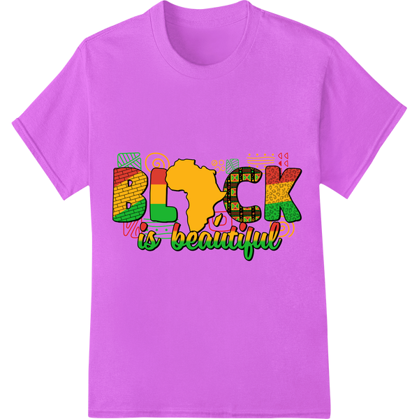 Vibrant 'Black is Beautiful' DTF Print Heat Transfer on purple shirt - SUPERDTF-DTF Prints-DTF Transfers-Custom DTF Prints