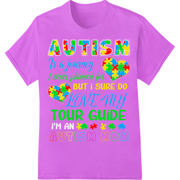 Autism is a Journey of Love DTF Print Heat Transfer on purple shirt - SUPERDTF-DTF Prints-DTF Transfers-Custom DTF Prints