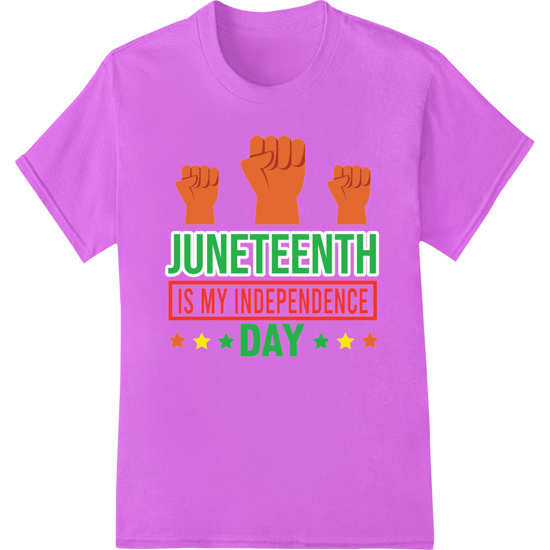 Juneteenth Freedom Fists - DTF Print Heat Transfer on purple shirt - SUPERDTF-DTF Prints-DTF Transfers-Custom DTF Prints