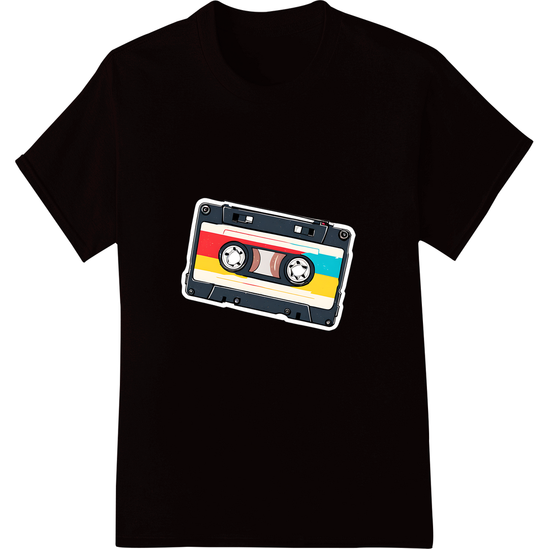 Retro 90s Cassette Tape Heat Transfer Print | DTF Transfer on black shirt - SUPERDTF-DTF Prints-DTF Transfers-Custom DTF Prints