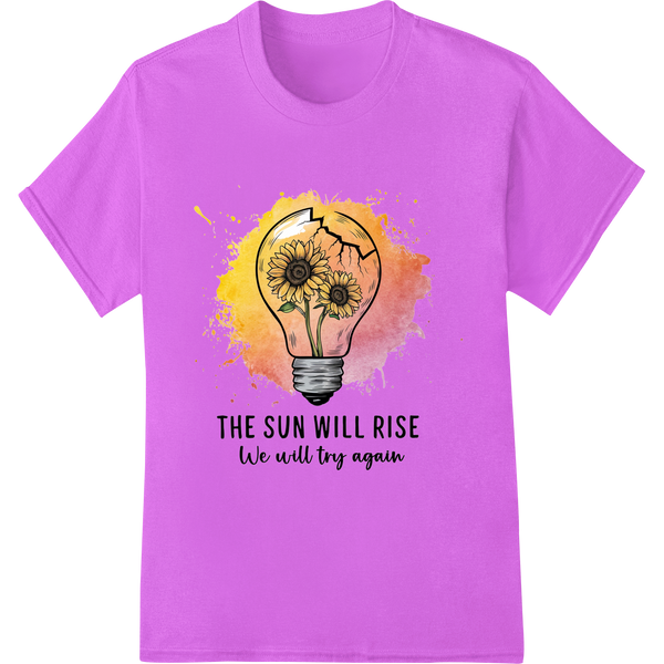 Sunflower Inspiration: The Sun Will Rise DTF Print Transfer on purple shirt - SUPERDTF-DTF Prints-DTF Transfers-Custom DTF Prints