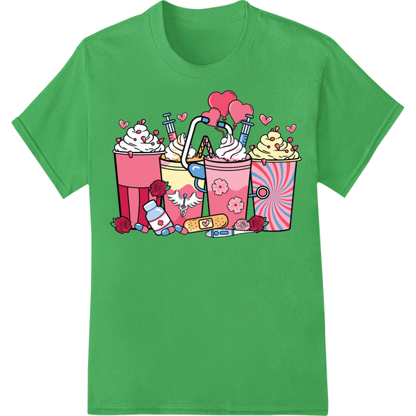 Charming Valentine's Sweets DTF Print Heat Transfer on green shirt - SUPERDTF-DTF Prints-DTF Transfers-Custom DTF Prints