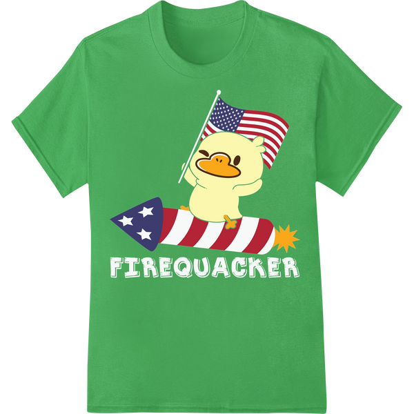 Adorable Patriotic Duck DTF Print for 4th of July Style on green shirt - SUPERDTF-DTF Prints-DTF Transfers-Custom DTF Prints