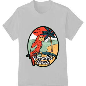 Parrot Paradise: Tropical Beach Escape DTF Print Transfer with custom digital printing artwork