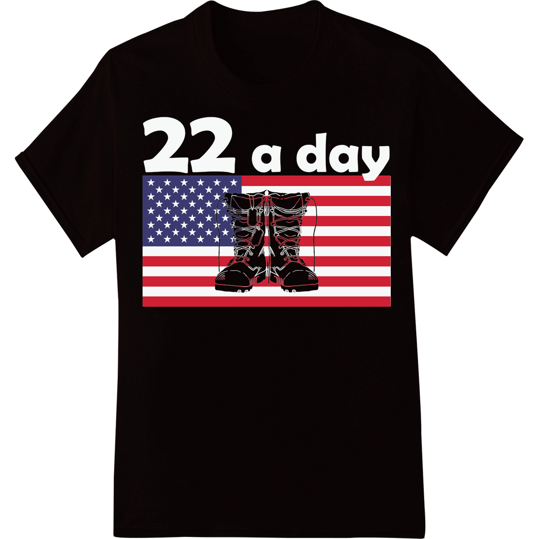 Patriotic PTSD American Flag DTF Print Heat Transfer on black shirt - SUPERDTF-DTF Prints-DTF Transfers-Custom DTF Prints