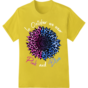 Vibrant Pink Blue Mandala Flower Burst DTF Print Transfer on yellow shirt - SUPERDTF-DTF Prints-DTF Transfers-Custom DTF Prints