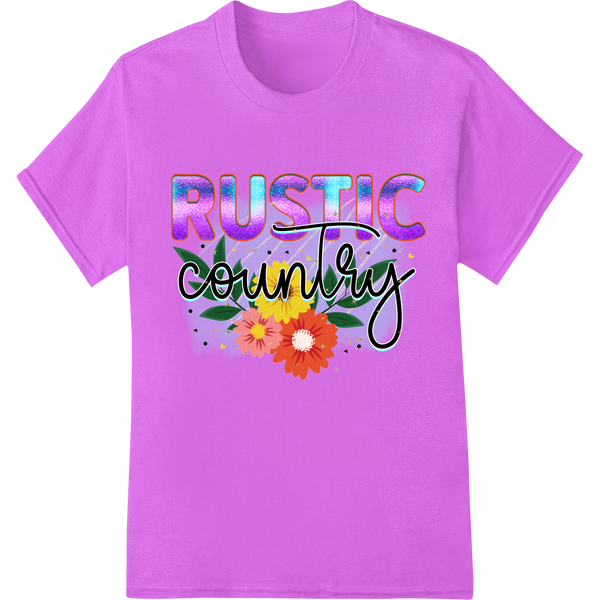 Rustic floral typography design with vibrant colors, suitable for DTF printing on t-shirts and custom apparel.