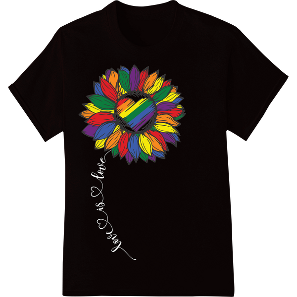 Vibrant Rainbow Flower Pride DTF Print Heat Transfer on black shirt - SUPERDTF-DTF Prints-DTF Transfers-Custom DTF Prints