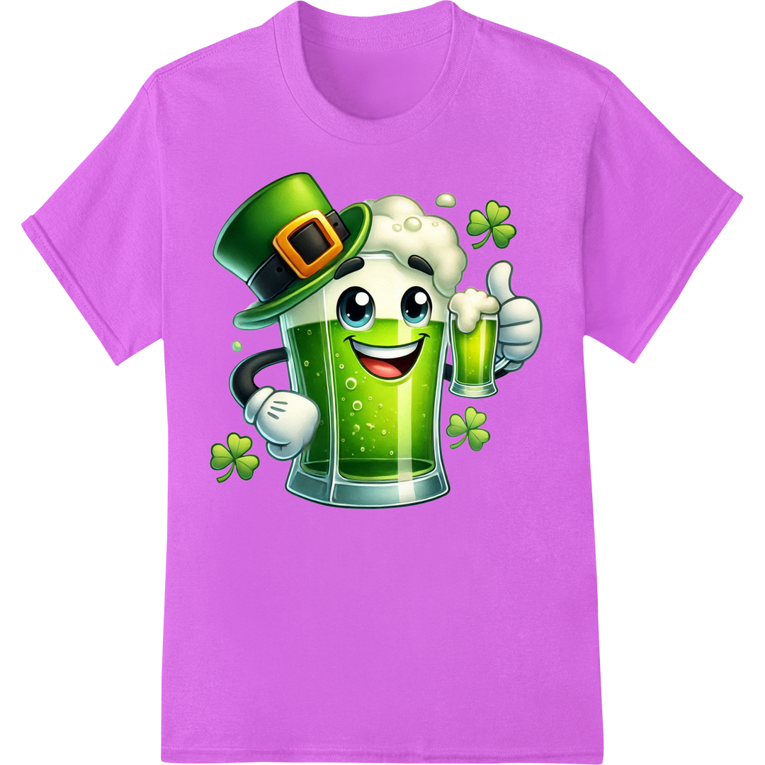 Festive Leprechaun Cheers St. Patrick's Day DTF Print on purple shirt - SUPERDTF-DTF Prints-DTF Transfers-Custom DTF Prints