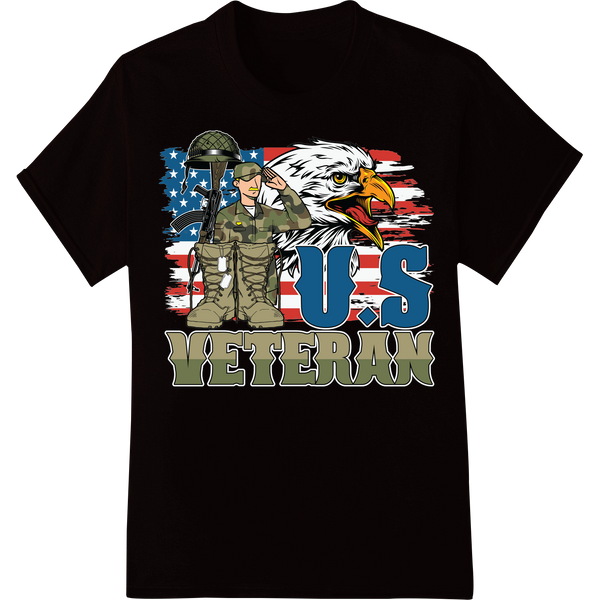 Bold Eagle US Veteran 4th of July Patriotic DTF Print on black shirt - SUPERDTF-DTF Prints-DTF Transfers-Custom DTF Prints