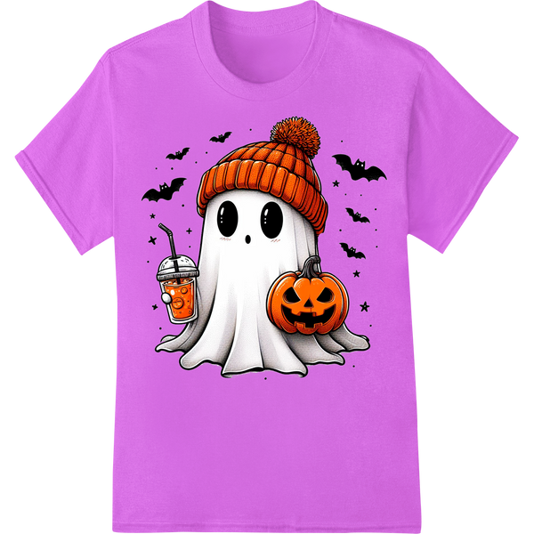 Adorable Ghost with Pumpkin - Cute Halloween Design with custom durable print transfers artwork