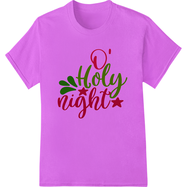 Festive 'O' Holy Night' Christmas DTF Print Heat Transfer on purple shirt - SUPERDTF-DTF Prints-DTF Transfers-Custom DTF Prints