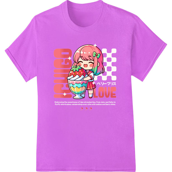 Cute anime mango character design in bright colors, perfect for a fun and quirky Valentine's Day DTF print or heat transfer.